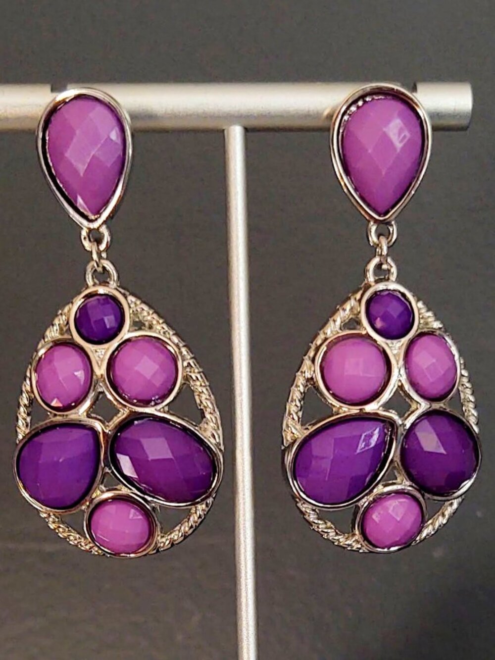 Shades of purple teardrop earrings